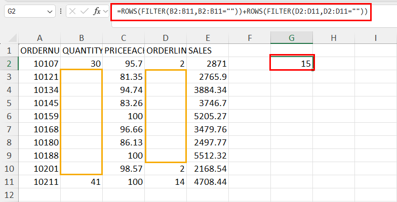 Calculating multiple columns using ROWS and FILTER