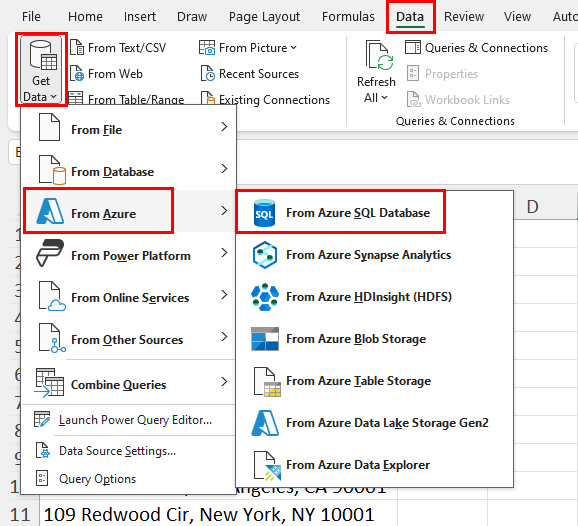 From Azure SQL Database
