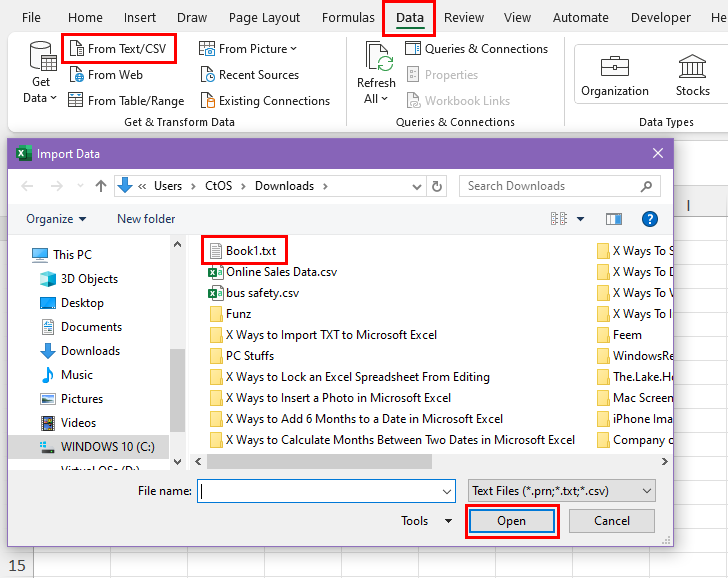 From TEXT CSV