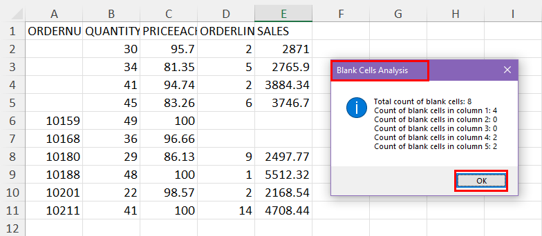 How to count blank cells in Excel using VBA