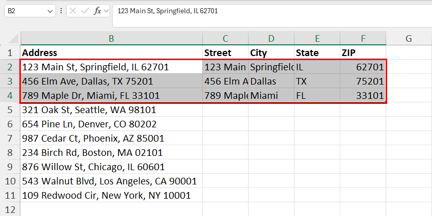 Manually split first few addresses