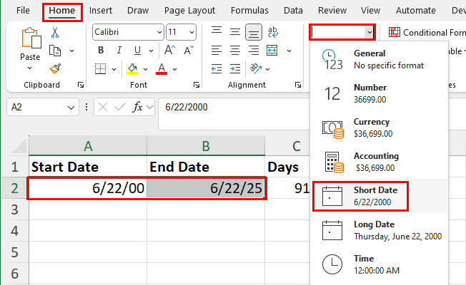 Select Short Date