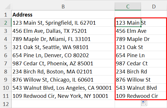 Separated stree address