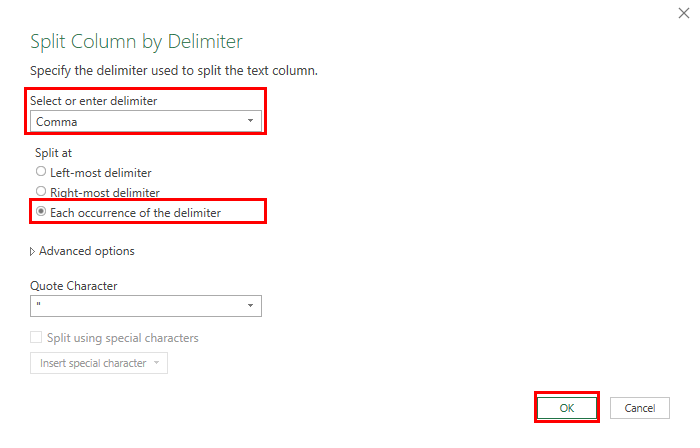 Split Column by Delimiter