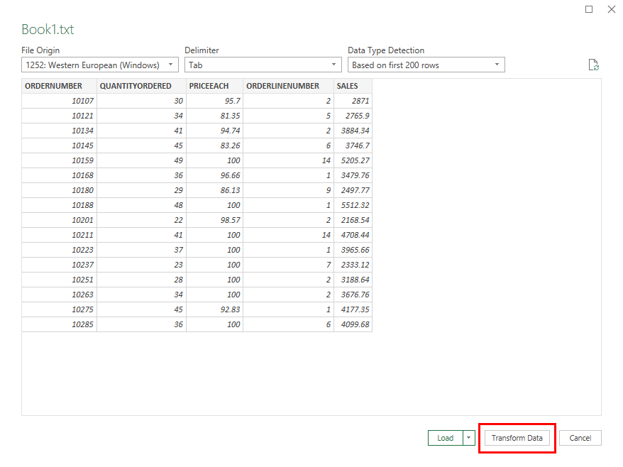 Transform Data