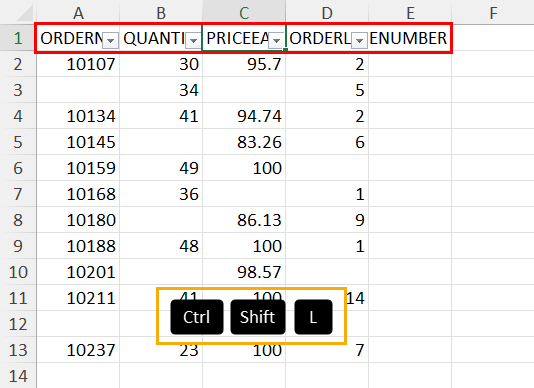 Activate Sort & Filter