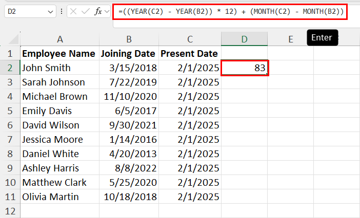 Calculate YEAR and MONTH