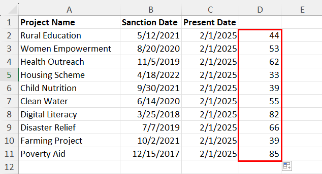 Calculated months using INT and DAY