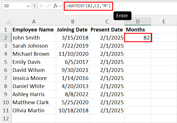 Calculating DATEDIF