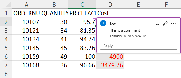 Copied notes and comments using Paste Special