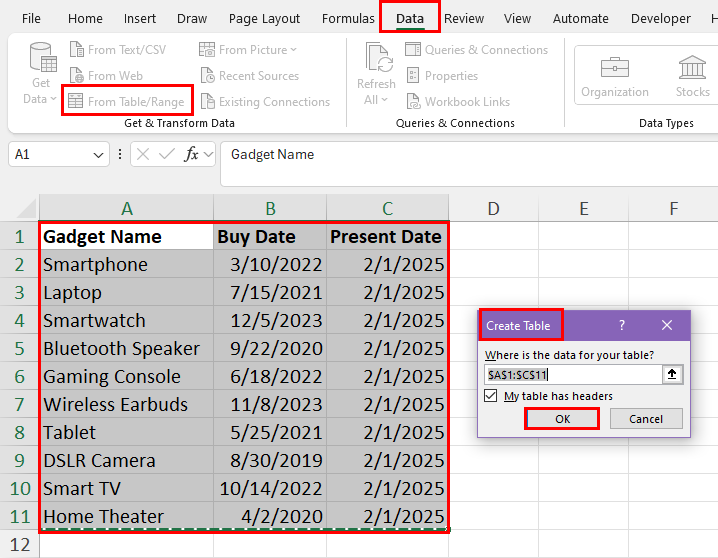 Create Table