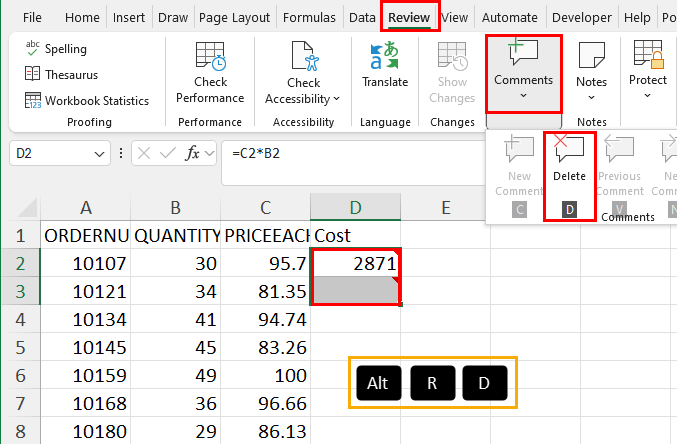 Delete notes using keyboard
