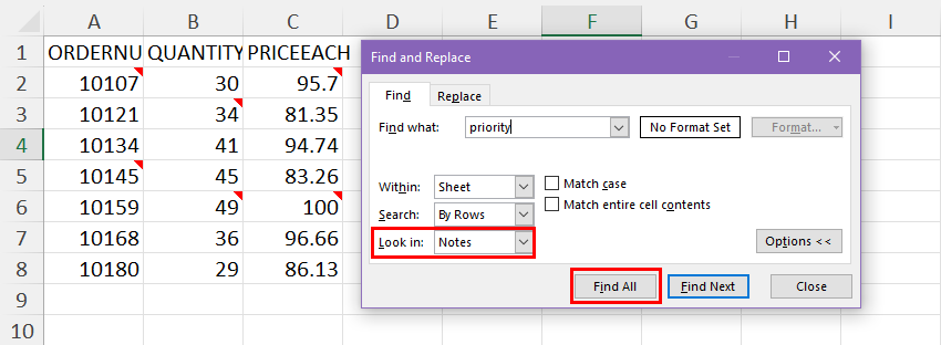 Find All in Find and Replace