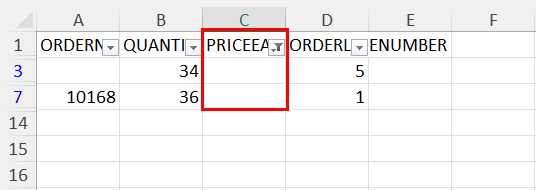 Find blank cells using Sort & Filter