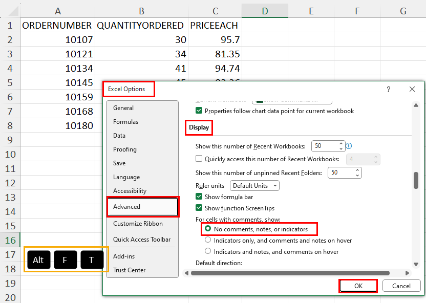 No comments, notes, and indicators