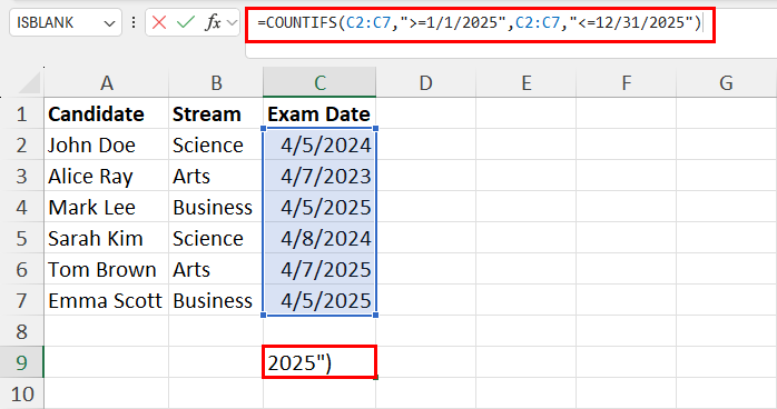 COUNTIFS for specific year