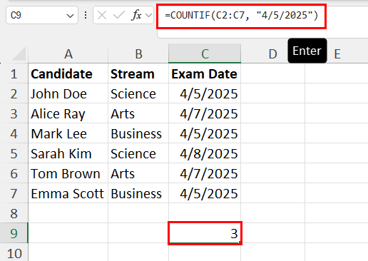 Calculate COUNTIF