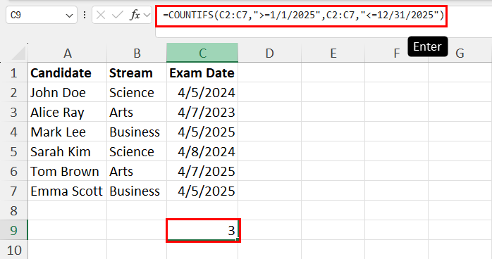 Calculate COUNTIFS specific years