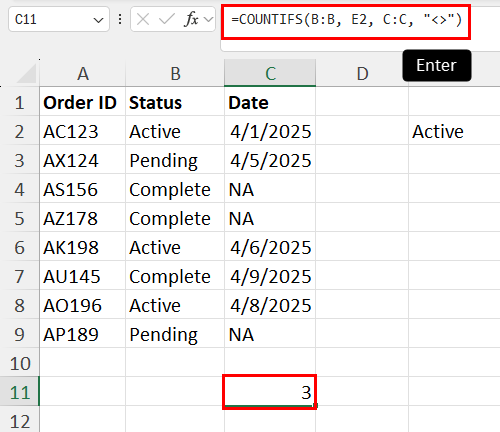 Calculate dynamic condition and COUNTIFS