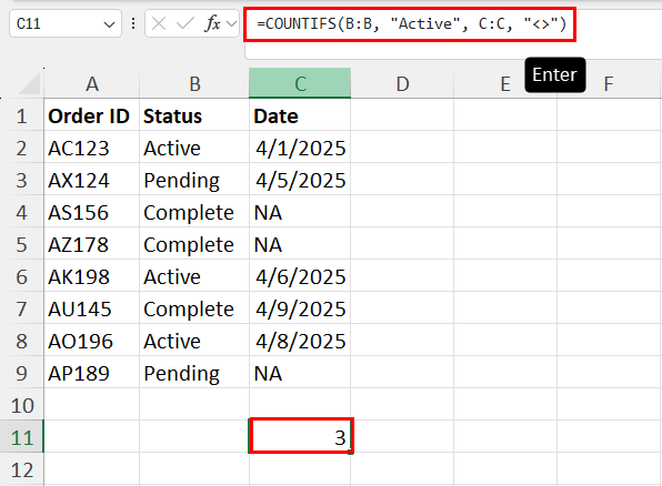 Calculating COUNTIFS