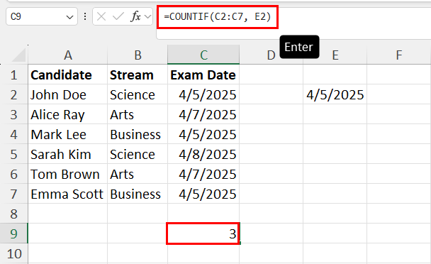 Calculating dynamic condition and COUNTIF