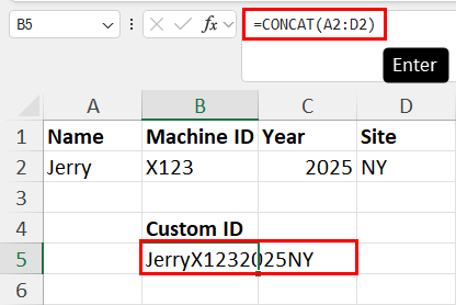 Calculating the CONCAT function