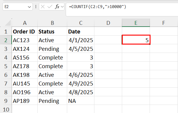 Using COUNTIF to calculate dates