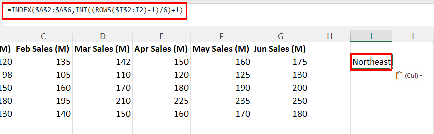 Formula to extract Region