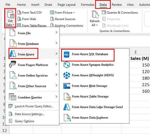 From Azure SQL Database