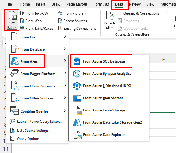 From Azure SQL Database