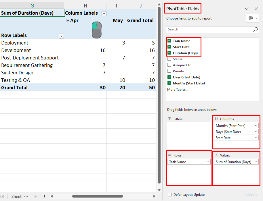 PivotTable Fields