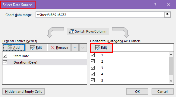 Select Data Source Horizontal