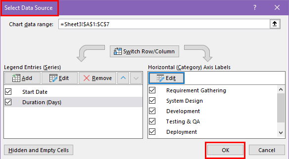 Select OK on Select Data Source
