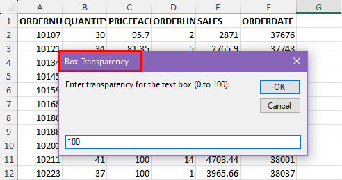 Setting box transparency