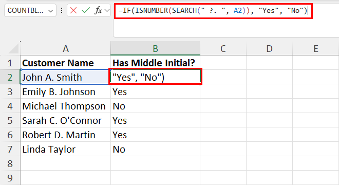 Setting up a SEARCH formula