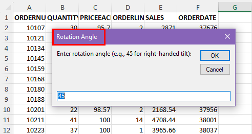 Setting up text box angle