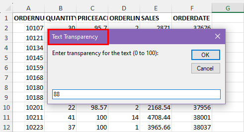 Setting up text transparency