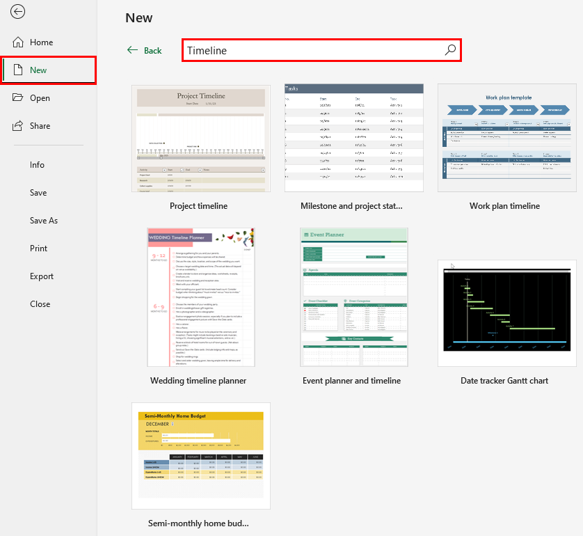 Timeline template examples