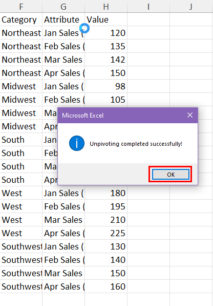 Unpivot data in Excel using Excel VBA
