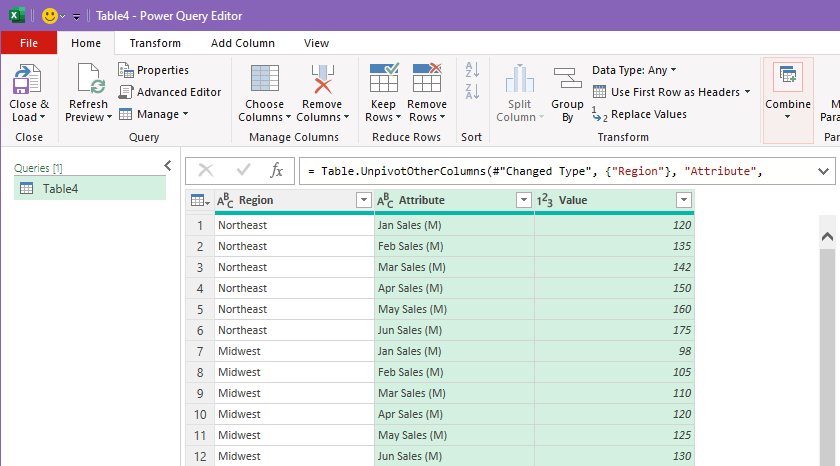 Unpivoted data in Power Query