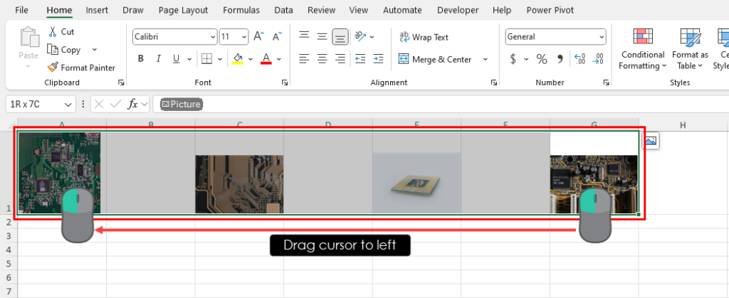Drag movement to select images
