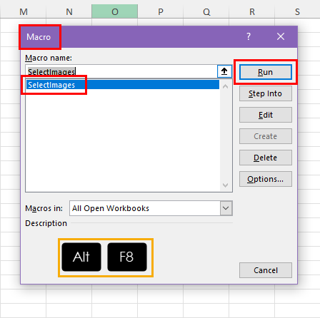 Macro dialog box