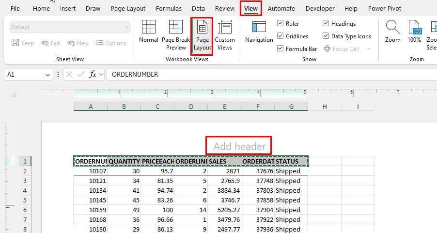 Page Layout Header