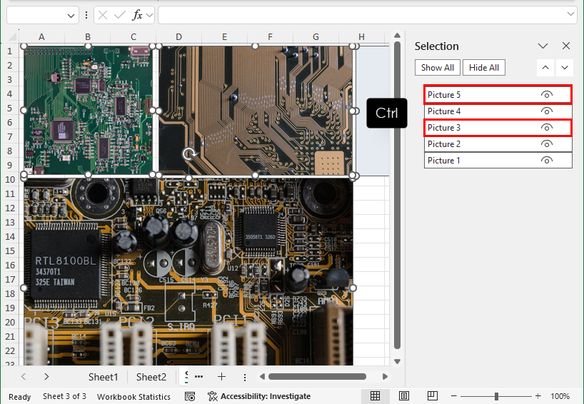 Use Ctrl to select all images