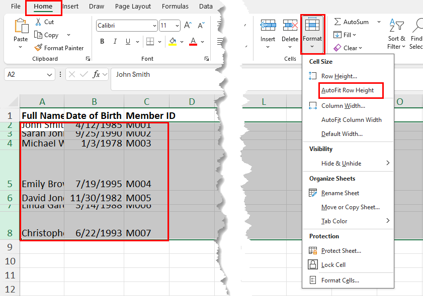 AutoFit Row Height