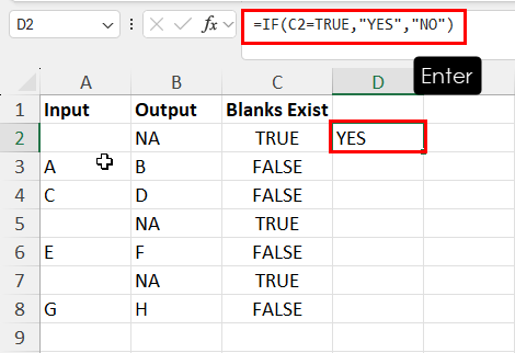 Calculating the IF formula