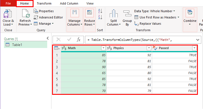 Dataset in Power Query
