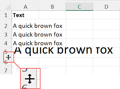 Place the cursor on the bottom row border