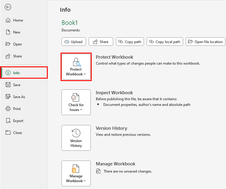 Protect Workbook