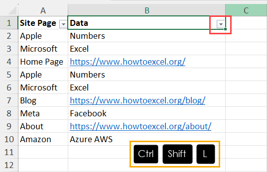 Activate Sort & Filter